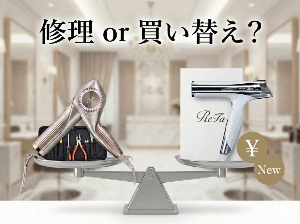 リファドライヤー 修理か買い替えか どちらが良いか比較イメージ